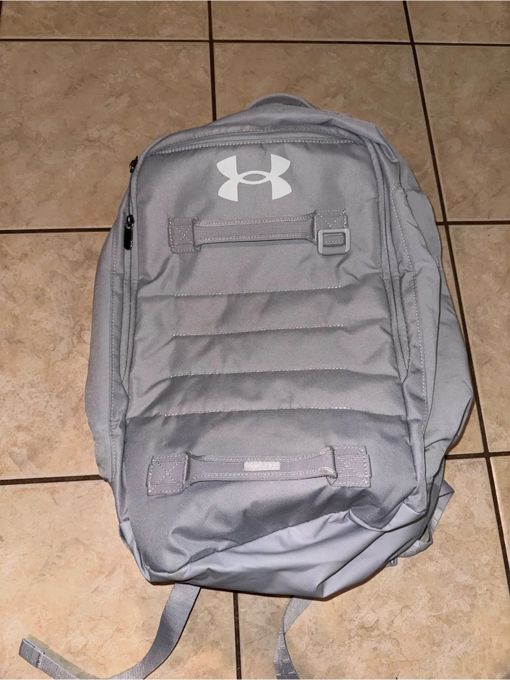 Under Armour Light Gray Padded Backpack with White Logo